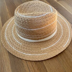 NWT Anthropologie  Straw Hat with White Accents